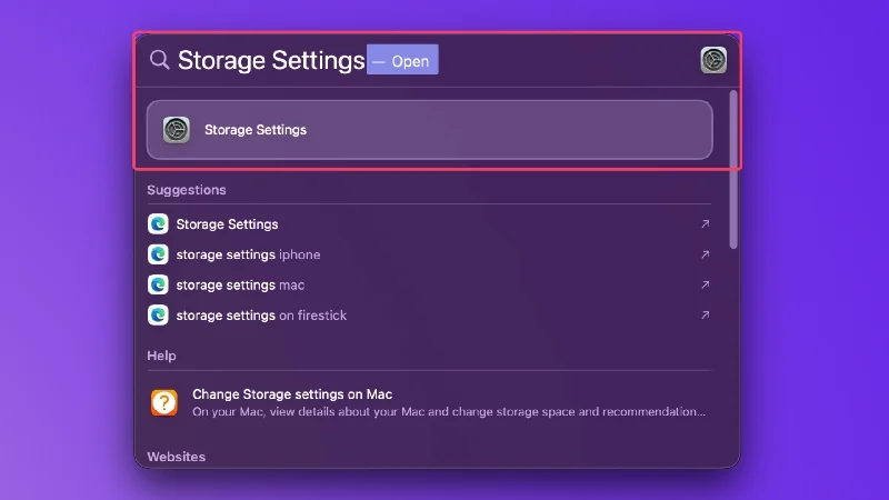 storage settings