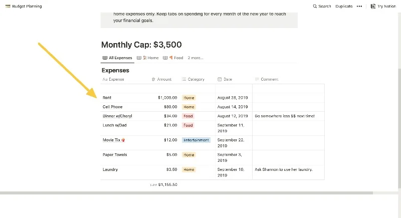 budget-planning notion template