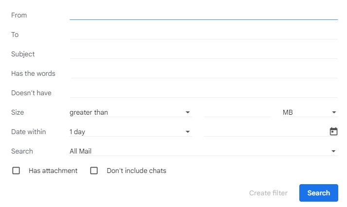 Gmail Creați filtru