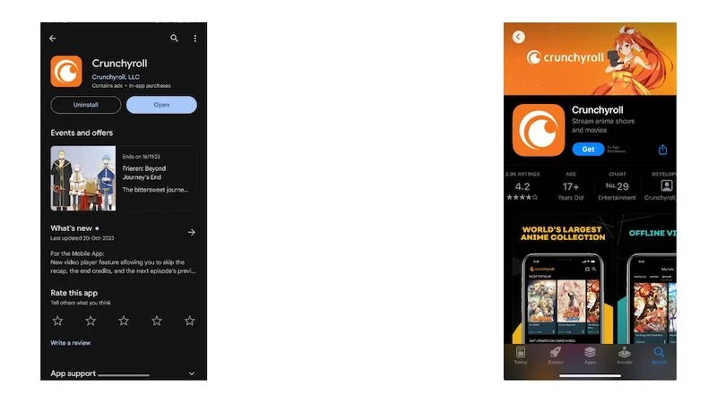 crunchyroll app on android and ios