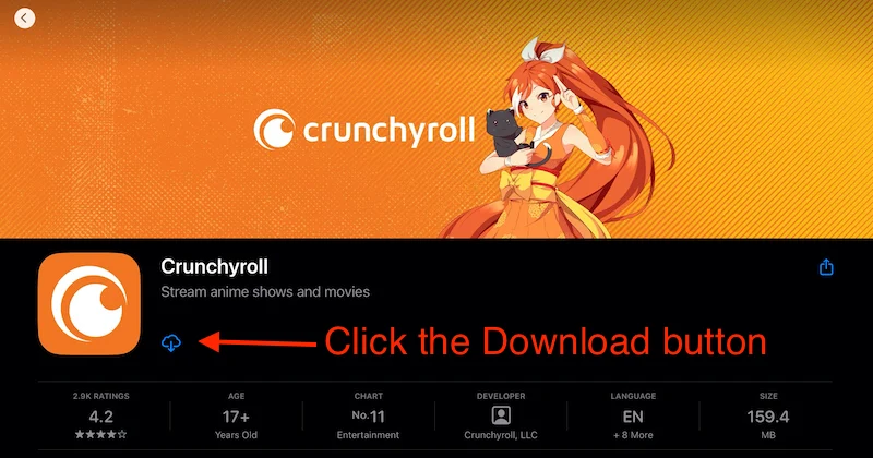 install the crunchyroll app on ipads