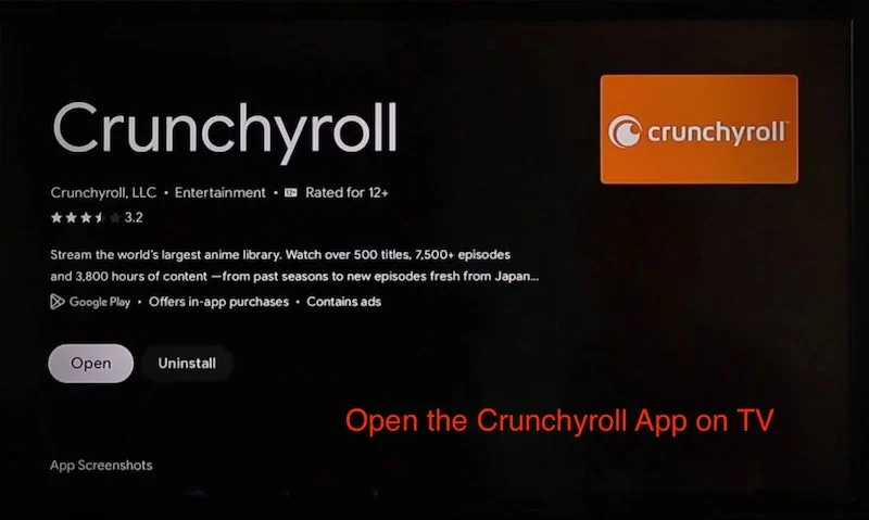 open the crunchyroll app on tv