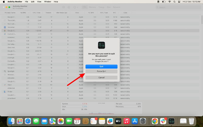 force quit apps on the mac
