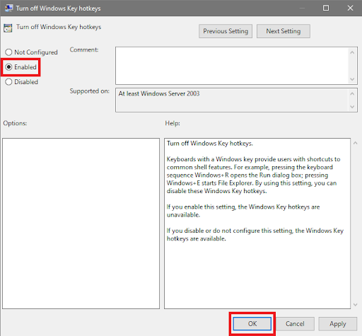 Turn off Windows Key hotkeys - Enabled