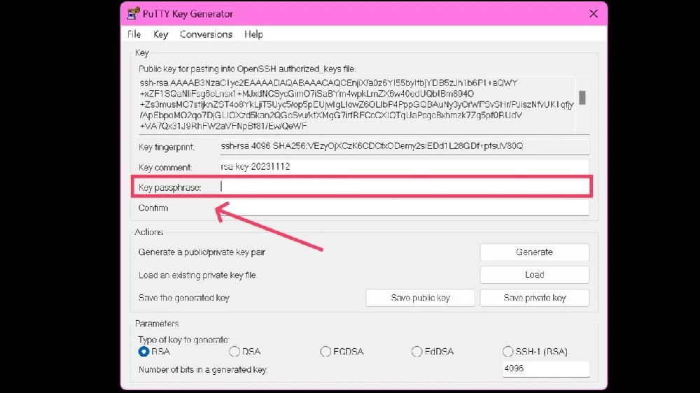 set a passphrase