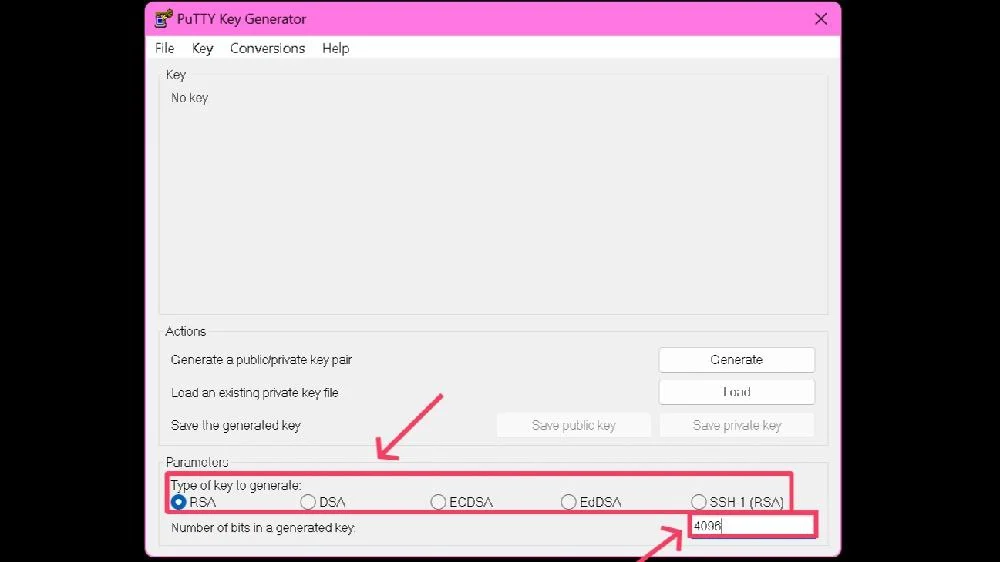 enter ssh key parameters