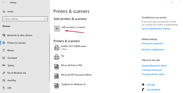 Add a printer or scanner