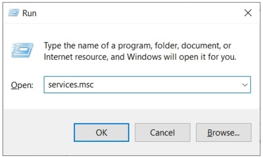 「services.msc」と入力し、Enter キーを押します。