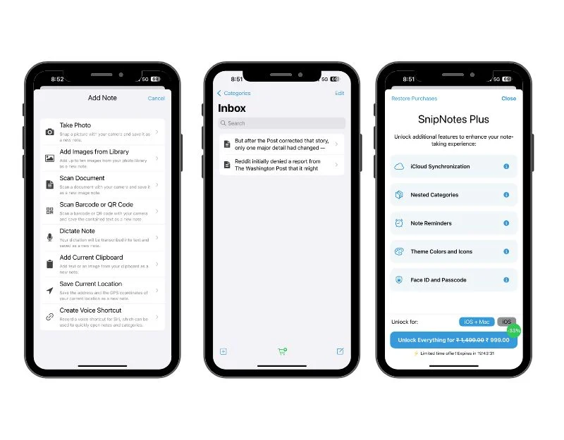 snipptes clipboard and notes manager app for iphone