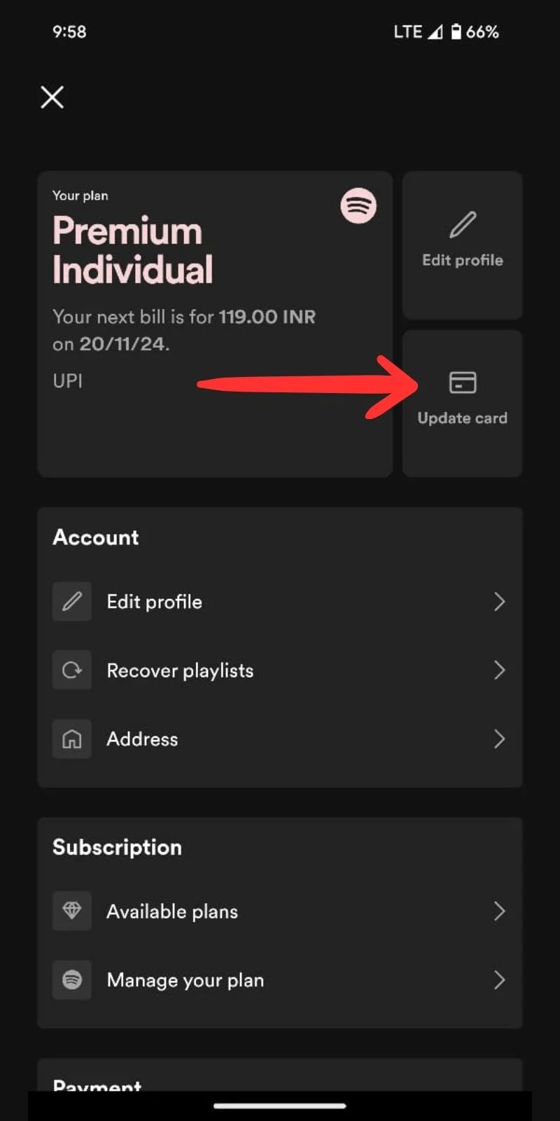 change spotify payment method on smartphone 8