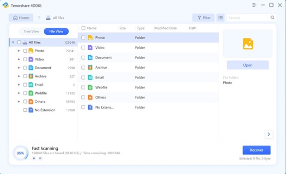 Tenorshare 4DDiG Data Recovery software - Scan the Disk