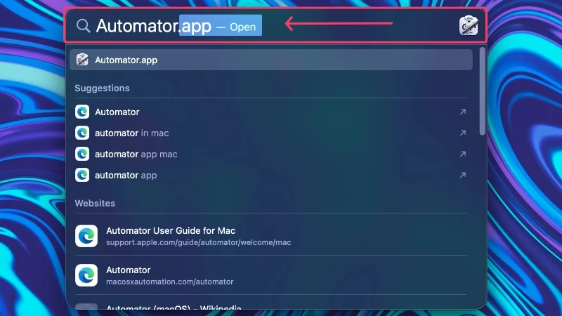 open automator app