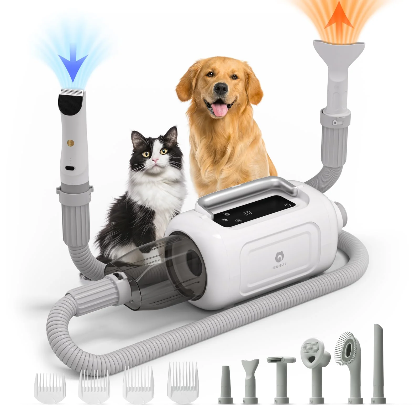 Guliguli shark 7-in-1 pet grooming kit & vacuum & dryer