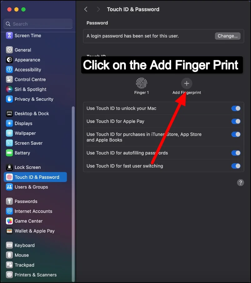 add fingerprint in the settings