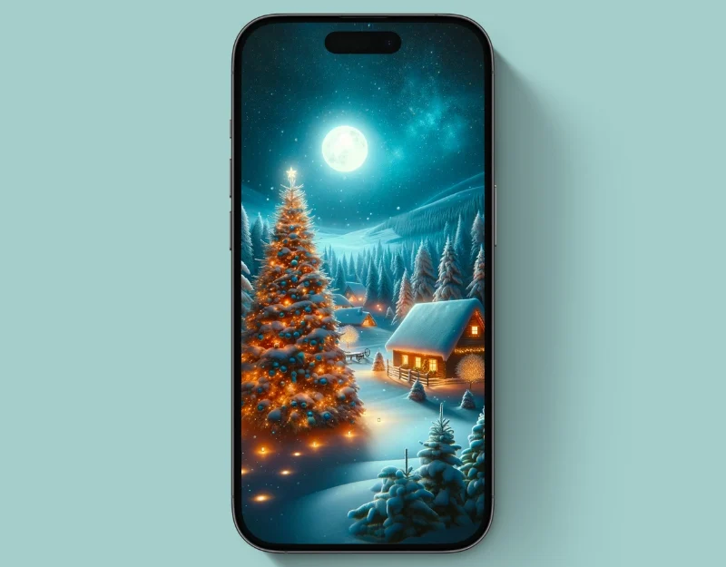 enchanted moonlit christmas eve wallpaper for iphone