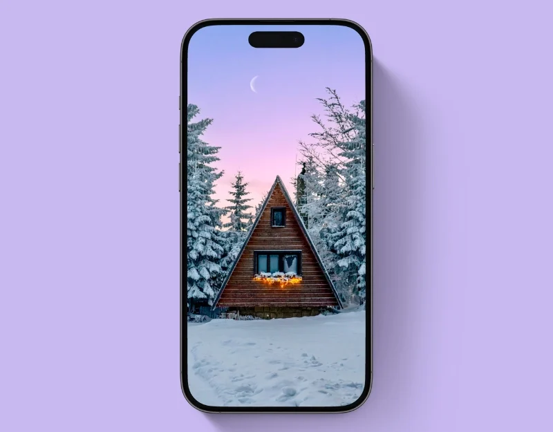 winter cabin wonderland wallpaper