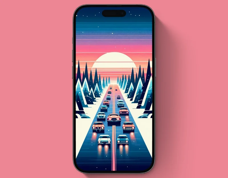 retro winter highway