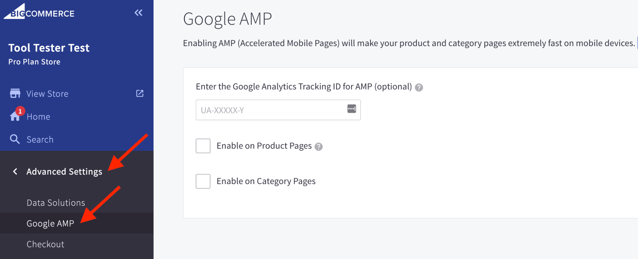 การตั้งค่า Google AMP ใน BigCommerce