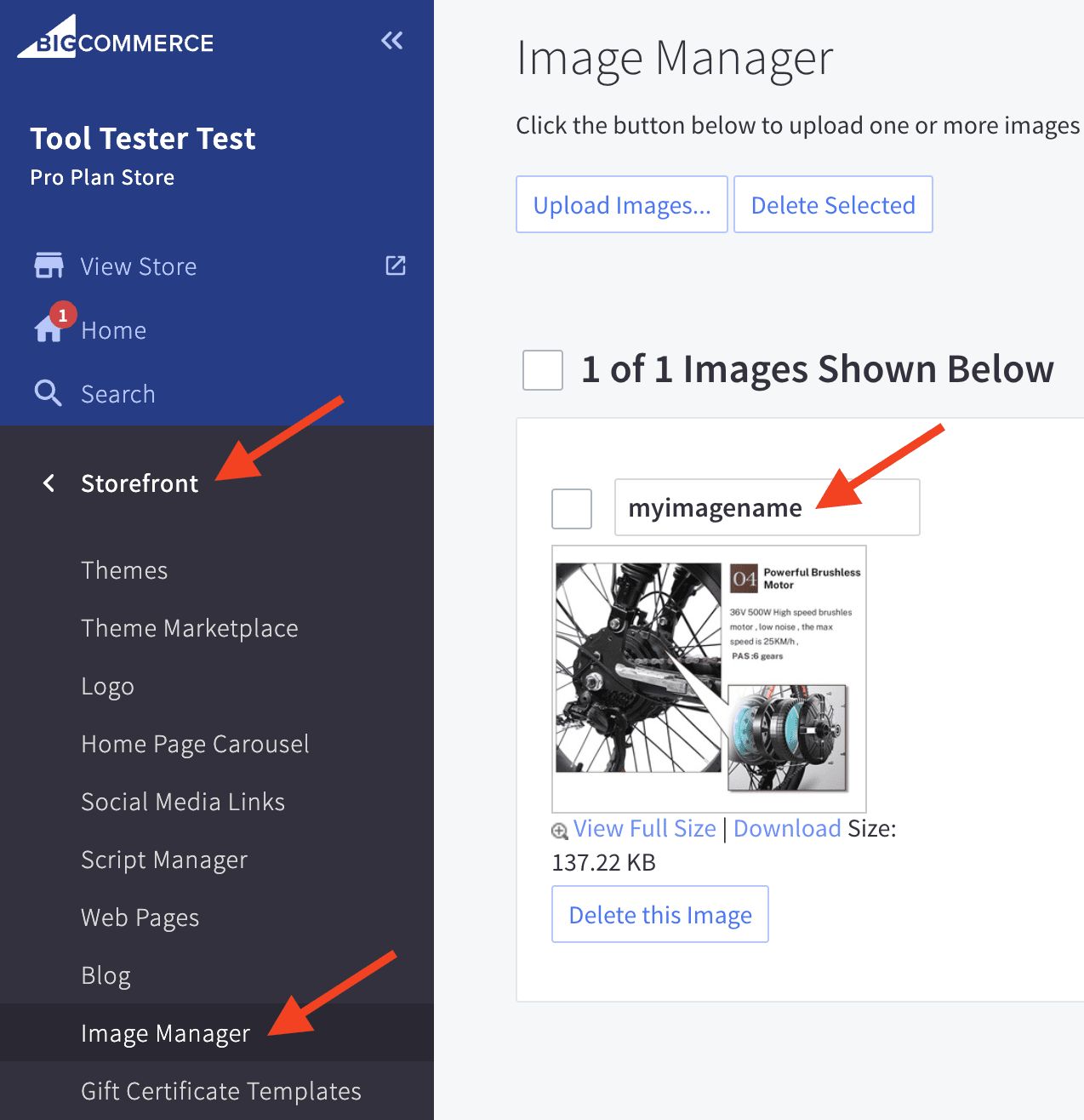 การเปลี่ยนชื่อรูปภาพสำหรับหน้าสแตติกและบล็อกของ BigCommerce