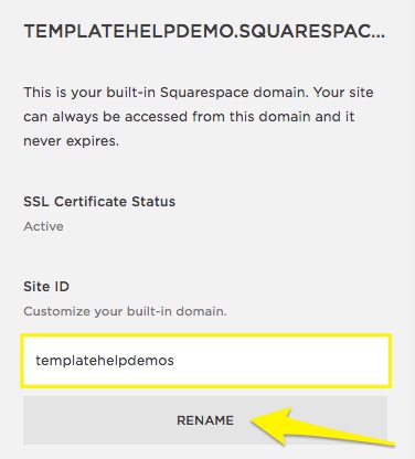 Squarespace alan adı yeniden adlandırma kimliği