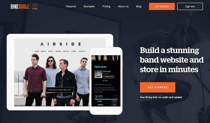 Crie um site de banda com Bandzoogle