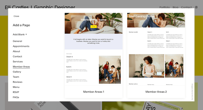 squarespace üye alanı