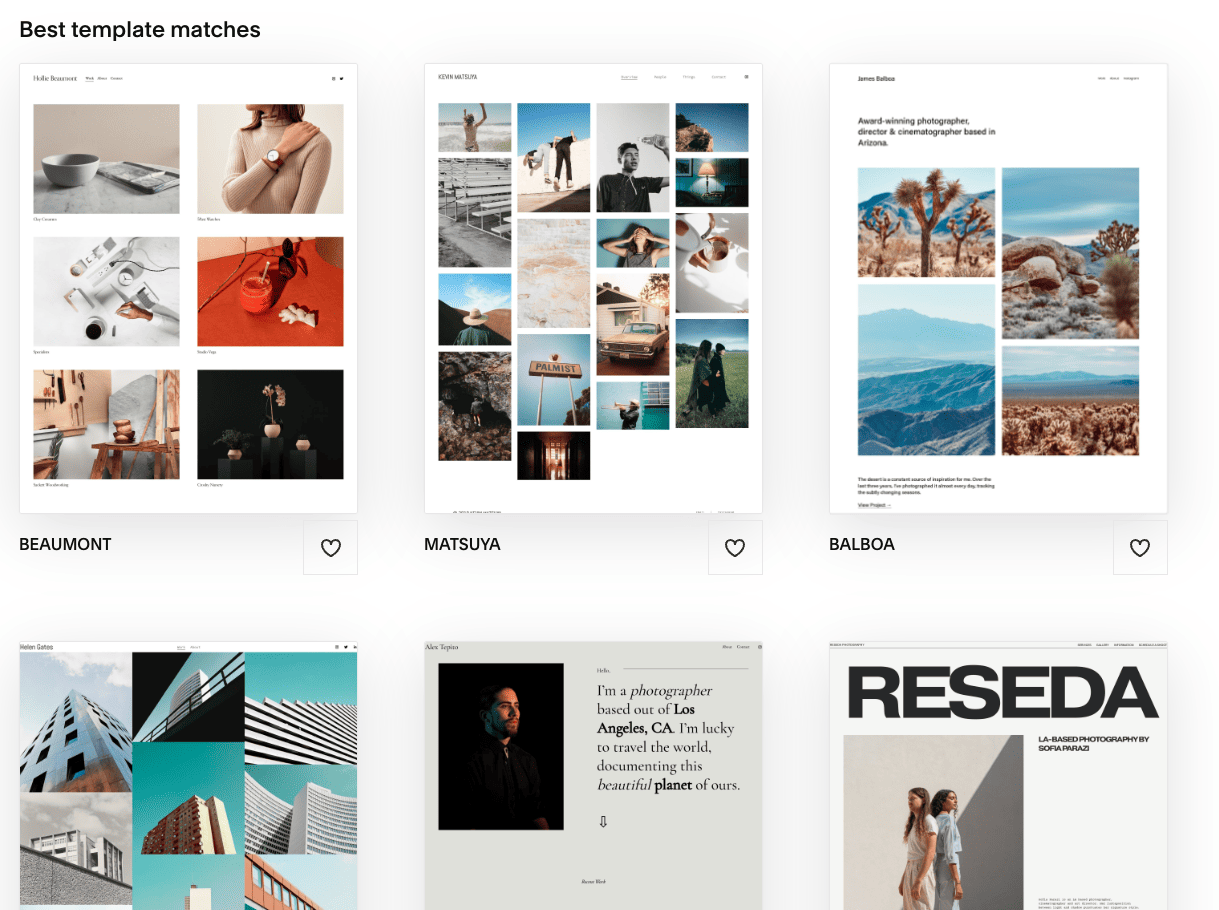 Modèles Squarespace