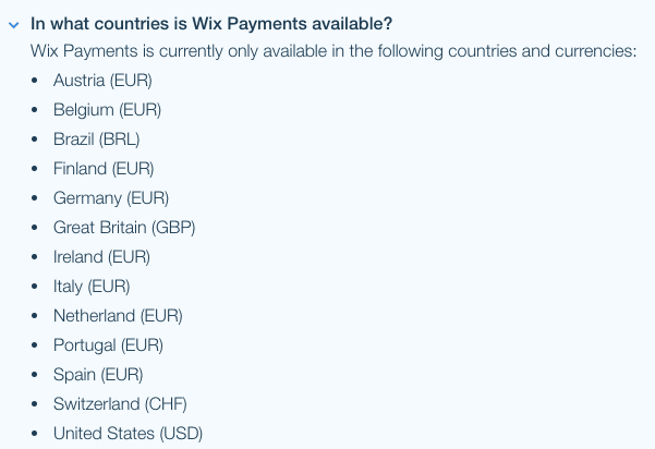 Wix 支払いの国