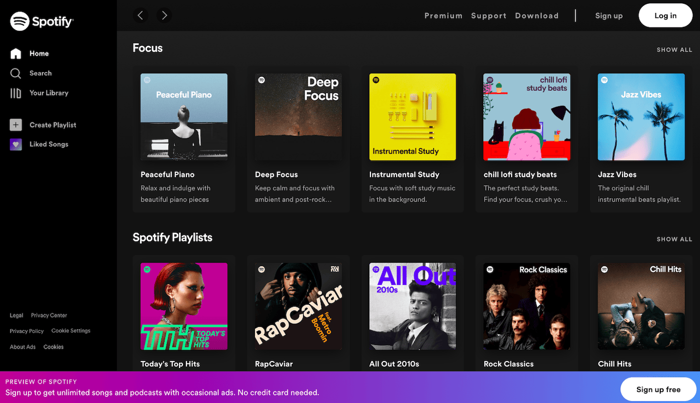 site personalizado - spotify