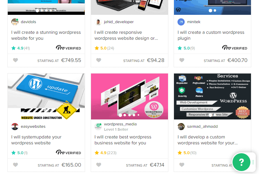 Precios para desarrolladores web