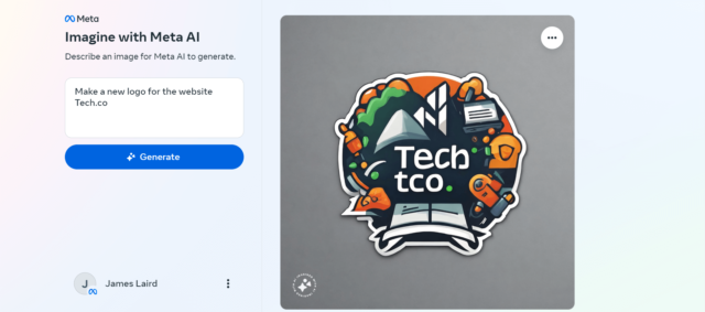 Tangkapan layar Bayangkan dengan Meta AI membuat logo Tech.co