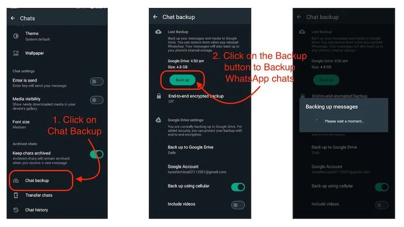 backup whatsapp messages manually
