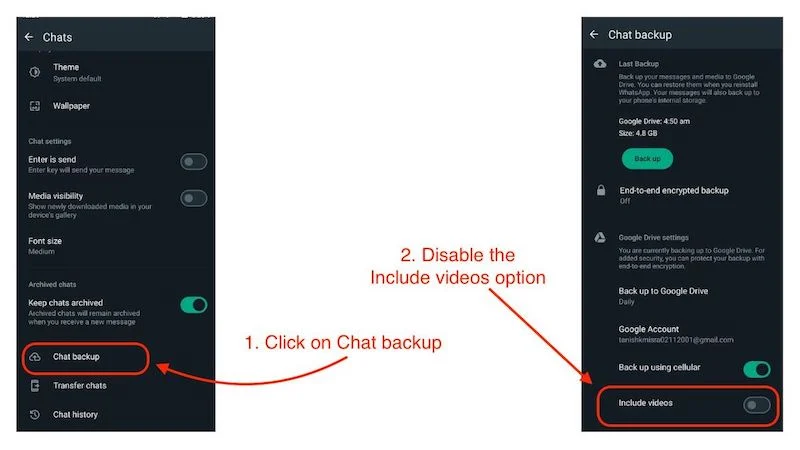 disable include videos option