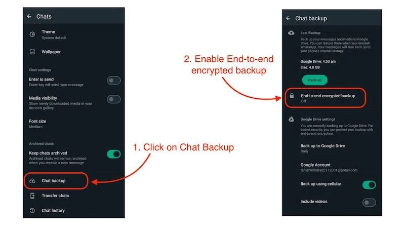 enable end-to-end encrypted backup