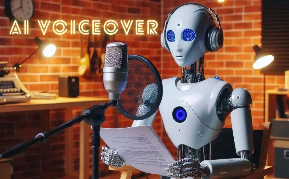 a robot recording a voiceover