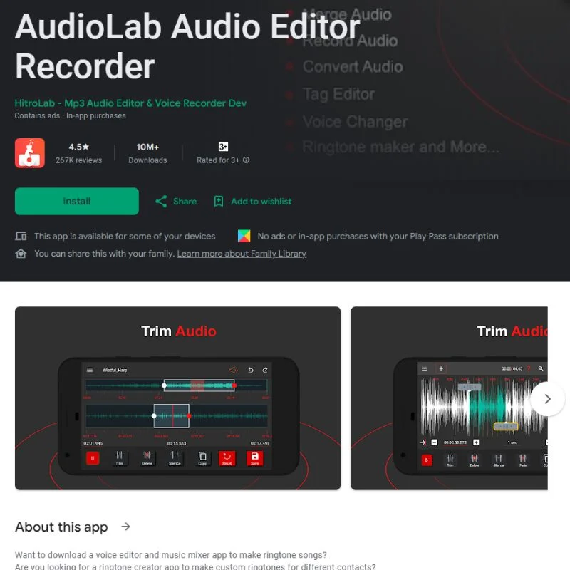 the audio editing app