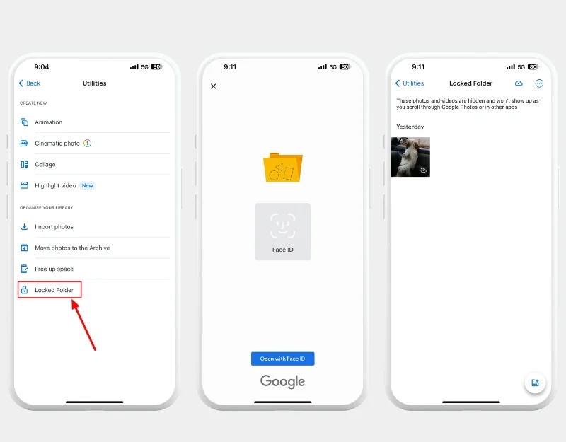 how to view hidden photos and videos on google photos