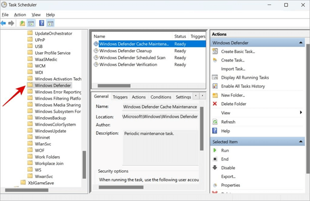 opening the Task Scheduler follow the path