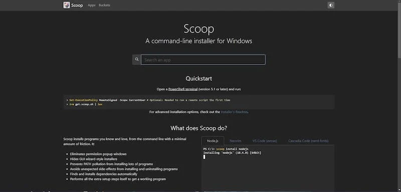 scoop package manager