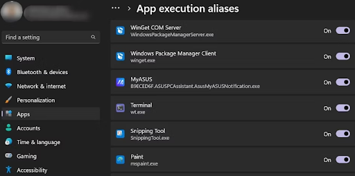 Enable the App Execution Alias