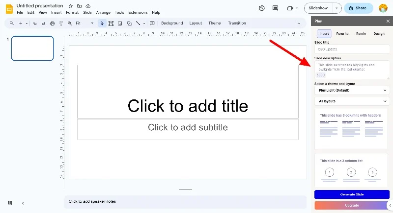 google-slides presentation with plus ai