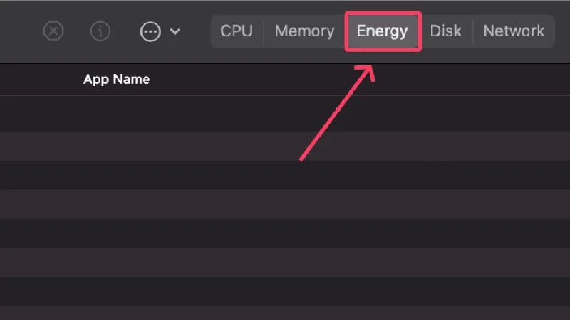 energy tab in activity monitor