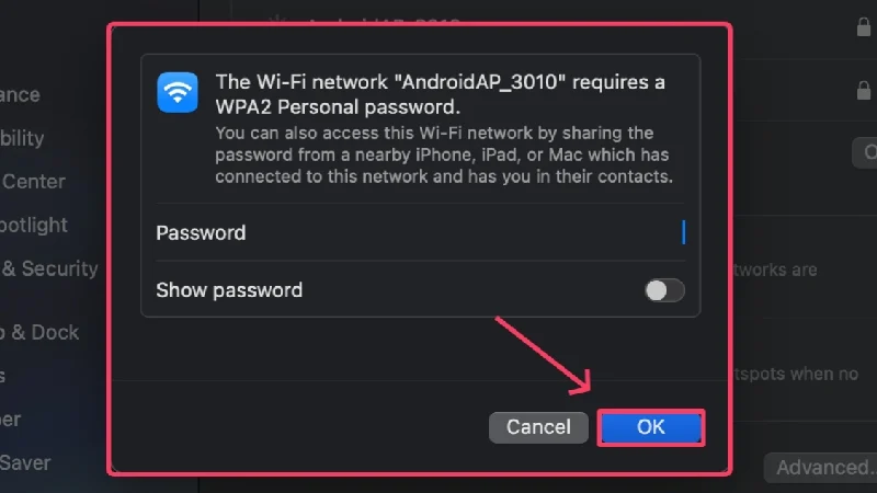 enter password to connect to wi-fi