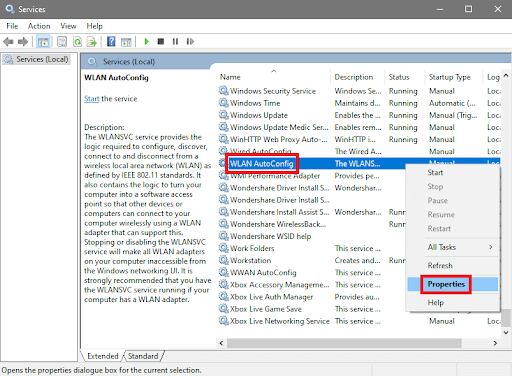 WLAN AutoConfig Properties