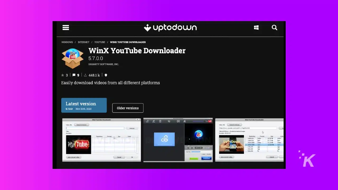 Winx youtube downloader