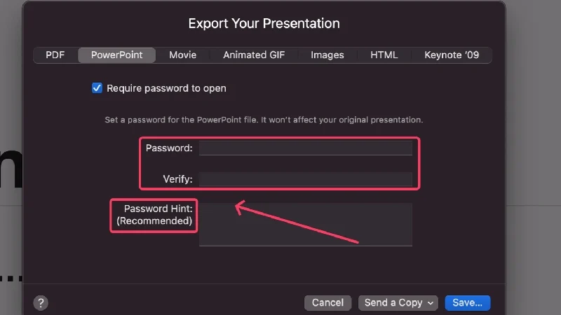 enter password for powerpoint