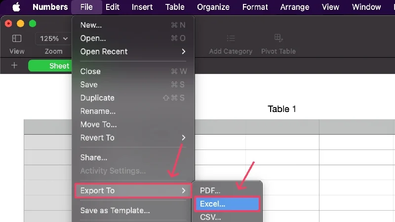 export to excel