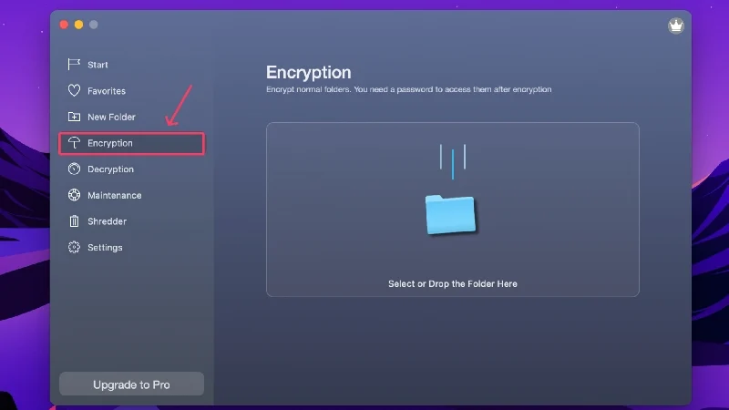 select encryption from left pane