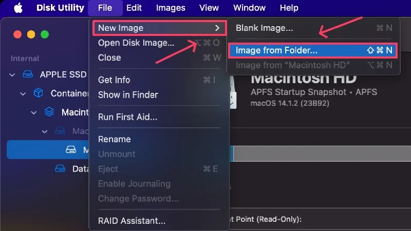 open image from folder in disk utility