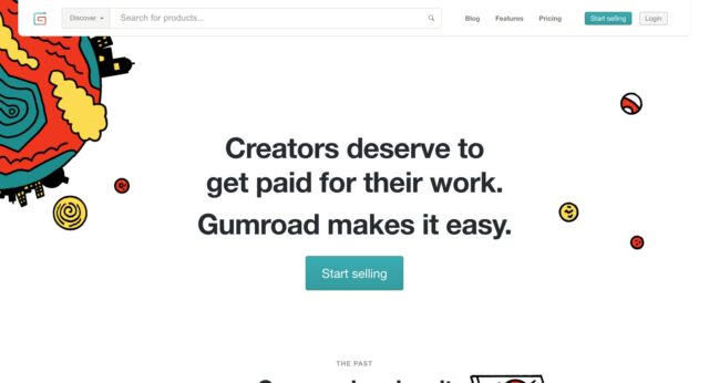 Homepage di Gumroad